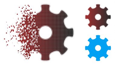 Kırık piksel yarı ton dişli simgesini