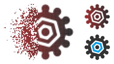 Harcanmış piksel yarı ton dişli simgesini