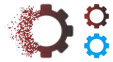 Kırık piksel yarı ton dişli simgesini