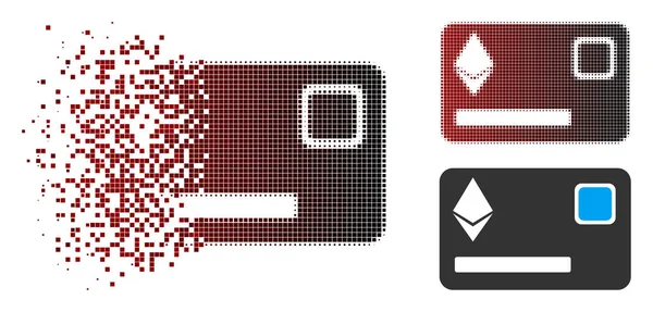 Funkeln Pixel Halbton-Ethereum-Kreditkartensymbol — Stockvektor