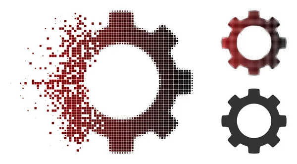 Parçalanmış piksel yarı ton dişli simgesini