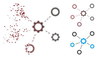 Piksel yarı ton Gears ilişkiler simgesi çözünmüş