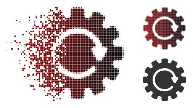 Hareketli piksel noktalı resim Gearwheel döndürme simgesi