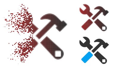 Kırık piksel yarı ton Hammer ve Wrench kutsal kişilerin resmi