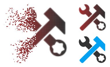 Hareketli piksel yarı ton Hammer ve Wrench kutsal kişilerin resmi