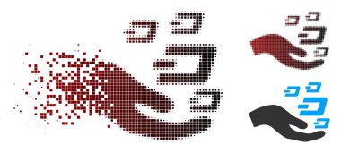 Harcanmış piksel noktalı el teklif Dash sembolleri simgesi