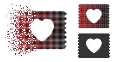 Ayrıştırılmış piksel yarı ton kalp prezervatif paketi simgesi