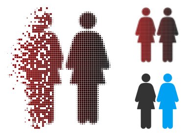 Tahribe piksel yarı ton Lesbi çift simgesi