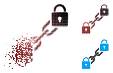 Kırık piksel yarı ton kilit Blockchain simgesi