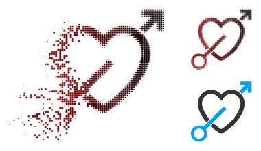 Toz piksel yarı ton sevgi ok simgesi