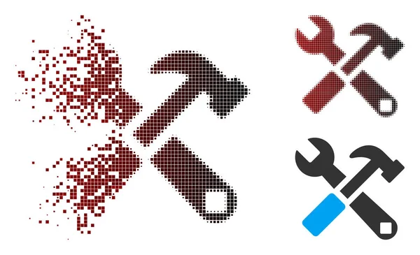 Kırık piksel yarı ton Hammer ve Wrench kutsal kişilerin resmi