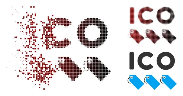 Pixel détruit Halftone ICO Tokens Icône — Image vectorielle