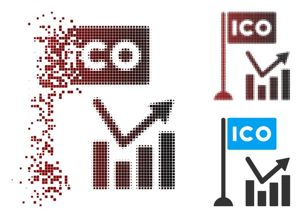 Aprított Pixel félárnyék Ico Trend diagram ikon — Stock Vector