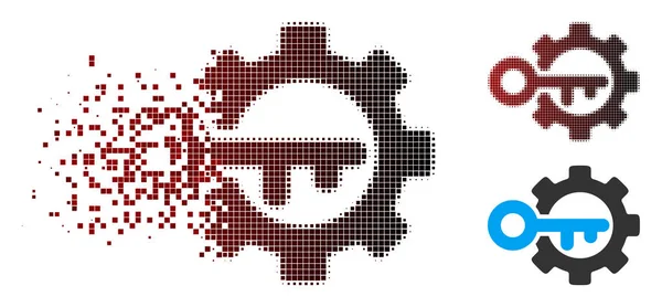 Zersetzte Pixel-Halfton-Symbol für Schlüsseloptionen — Stockvektor