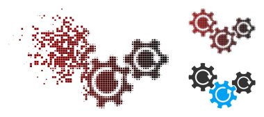 Hareketli piksel noktalı resim iletim vites döndürme simgesi