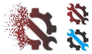 Harcanmış piksel noktalı resim anahtarı ve dişli Kur araçlar simgesi