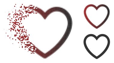 Parçalanmış piksel yarı ton sevgi kalp simgesi
