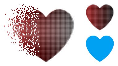 Kırık piksel yarı ton sevgi kalp simgesi