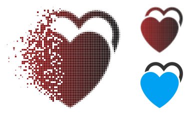 Kaybolan piksel yarı ton sevgi kalpleri simgesi