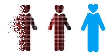 Hareketli piksel yarı ton aşık adam simgesi