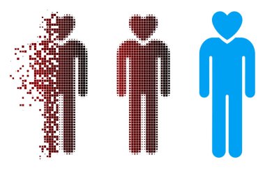 Işıltı piksel yarı ton aşık adam simgesi