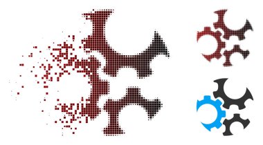 Tahribe piksel yarı ton mekanik vites simgesi