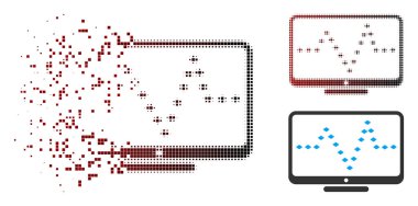 Nabız simgesi noktalı rendelenmiş piksel yarı tonlu monitör