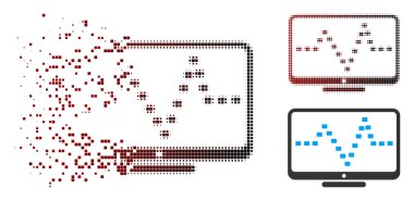 Kaybolan piksel yarı tonlu monitör darbe simgesi noktalı