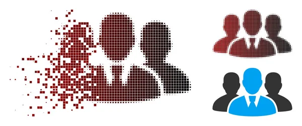 Icono de grupo de usuarios disueltos Pixel Halftone — Vector de stock