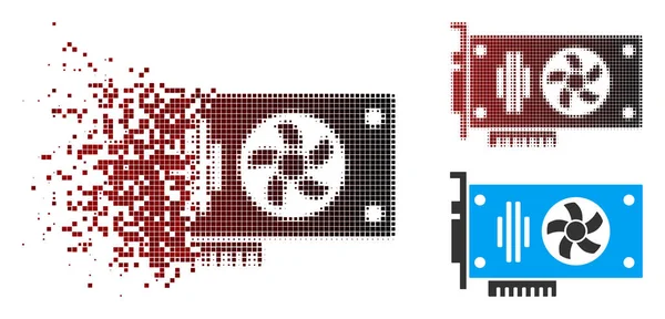Gebrochenes Pixel-Halfton-Videokartensymbol — Stockvektor