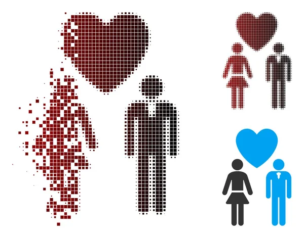 Pixel quebrado meio tom de amor Pessoas Ícone — Vetor de Stock