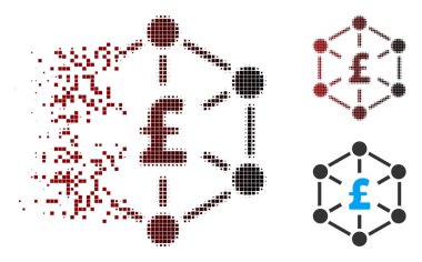 Piksel yarı ton Lirası Finans ağ simgesini kırık