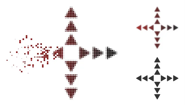 Dammet Pixel halvton utanför riktning ikonen — Stock vektor