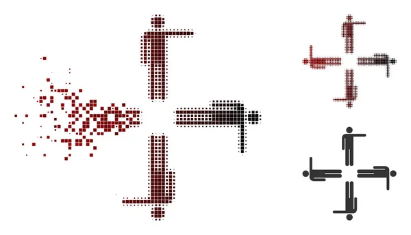 Bewegte Pixel-Halbtonzeiger Männer-Ikone — Stockvektor