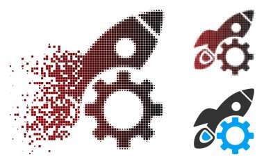 Kaybolan piksel yarı ton roket geliştirme simgesi