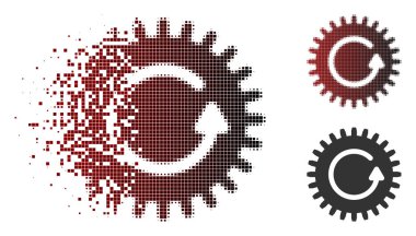 Parçalanmış piksel noktalı resim döndürme Cog simgesi