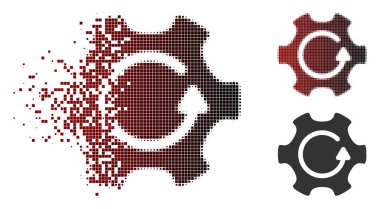 Hareketli piksel noktalı resim döndürme dişli simgesini