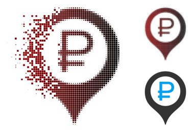 Tahribe piksel yarı ton Rublesi banka işareti simgesi