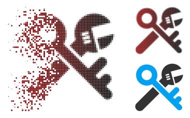 Hasarlı piksel yarı ton güvenlik araçlar simgesi