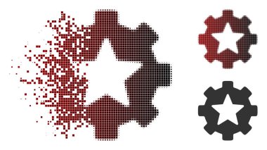 Hareketli piksel yarı ton yıldız sık seçenekleri dişli simgesini