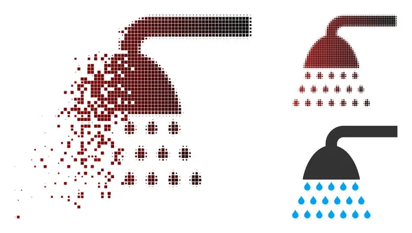 Dissipated Pixel Halftone Shower Icon — Stock Vector