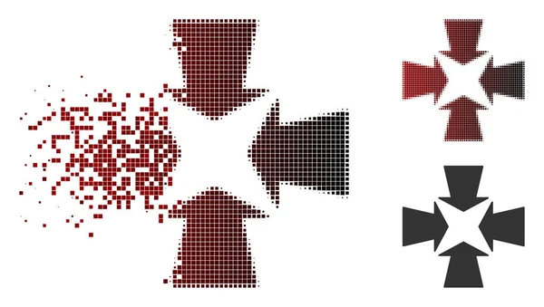Verdwijnende Pixel Halftone Shrink pijlen pictogram — Stockvector