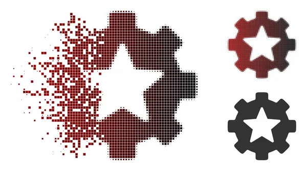 Pictogram van de versnelling van de opties van de ster favorieten van het Halftone van Pixel verplaatsen — Stockvector