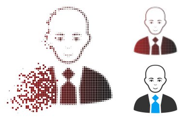 Kaybolan piksel yarı ton kel patron simgesi