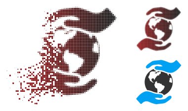 Hasarlı piksel yarı ton uluslararası bakım simgesi