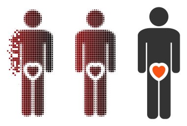 Tahribe piksel yarı ton erkek genital aşk simgesi