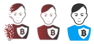 Ayrıştırılmış piksel noktalı resim Bitcoin polis memuru simgesi
