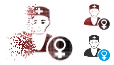 Hareketli piksel yarı ton jinekolog doktor simgesi