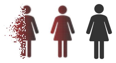 Toz piksel yarı ton kadın simgesi