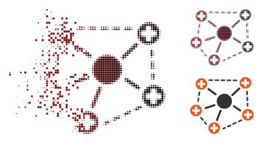 Harcanmış piksel yarı ton tıbbi ağ yapısı simgesini